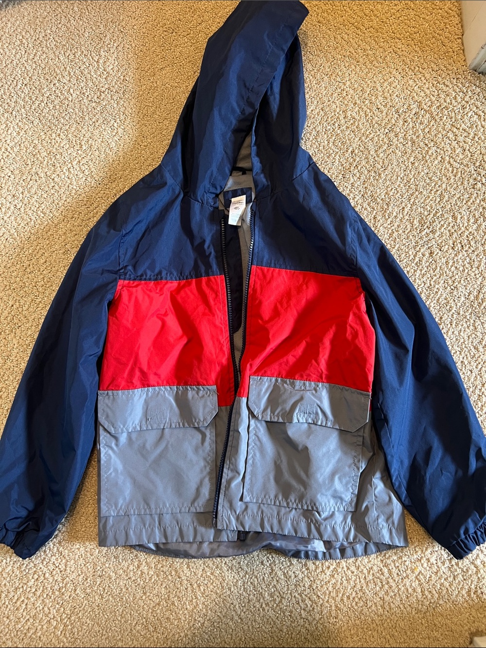 Carter's Hooded Colorblock Raincoat - Navy, Red & Gray